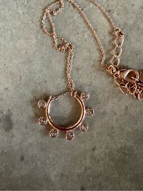 Touchstone Crystal Rose Gold Circle Necklace